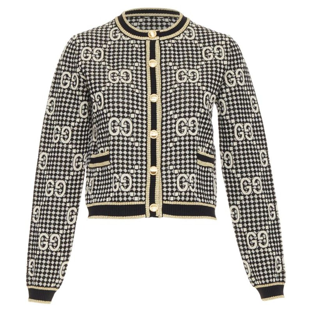 Gucci GG Diamond wool blend metallic web cardigan